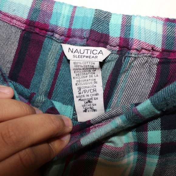 NAUTICA Sleepwear Plaid Multi-Colored Pajama Bottoms 100% Cotton - Size Small - Picture 8 of 8